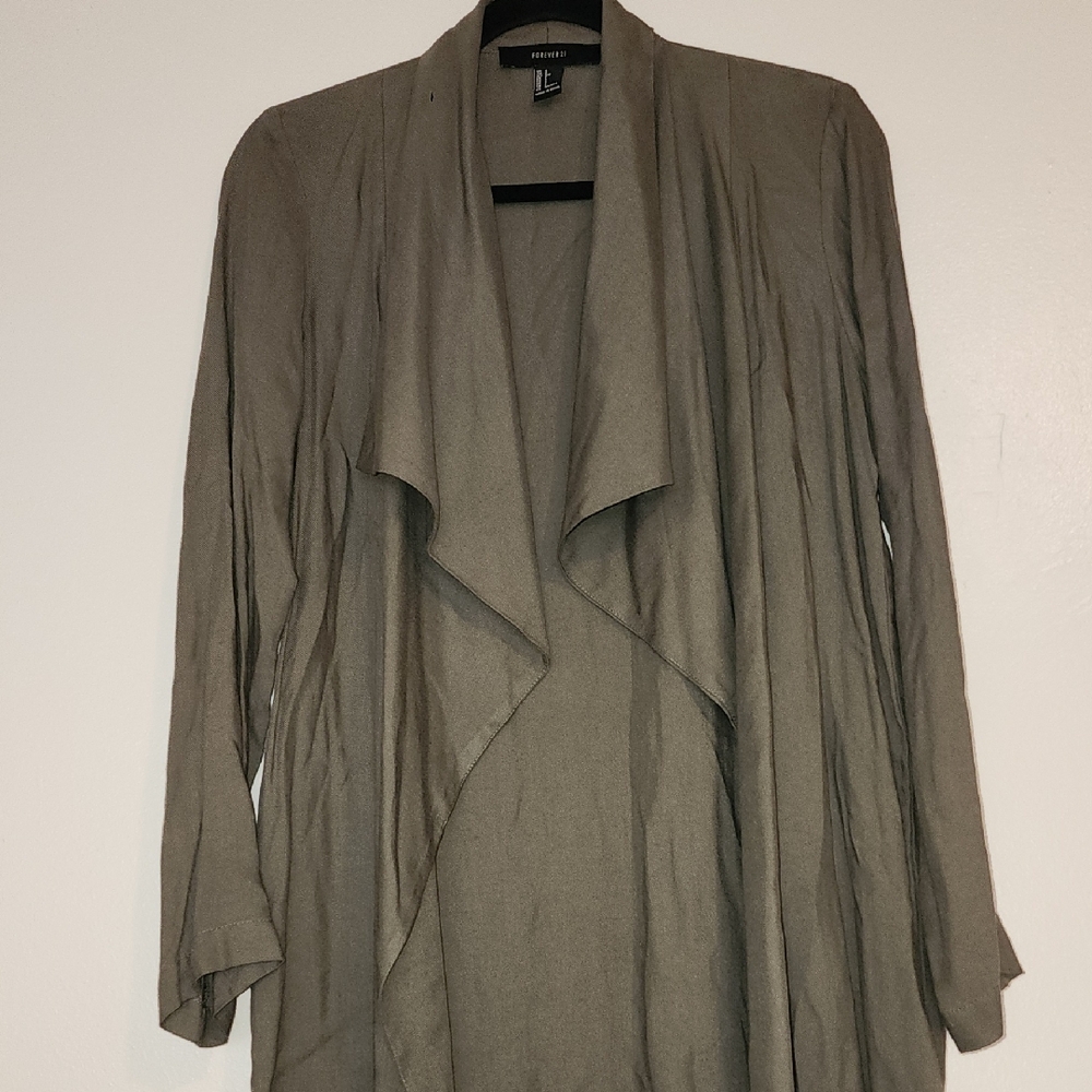 Forever 21 Taupe Open Front Cardigan